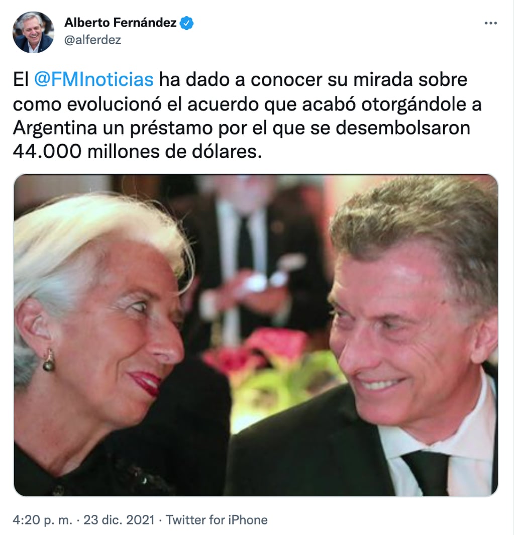 El presidente compartió a través de Twitter su dura opinión sobre el informe del FMI respecto a la deuda argentina
