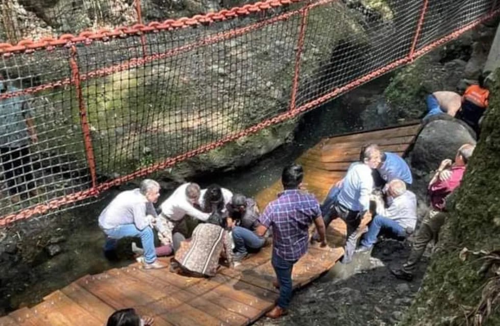 En plena inauguración, se cayó un puente colgante en México y causó al menos 30 heridos. / Foto: gentileza