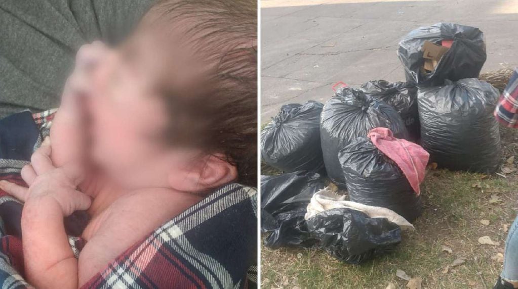 La beba recién nacida fue encontrada entre bolsas de basura, envuelta en una campera.