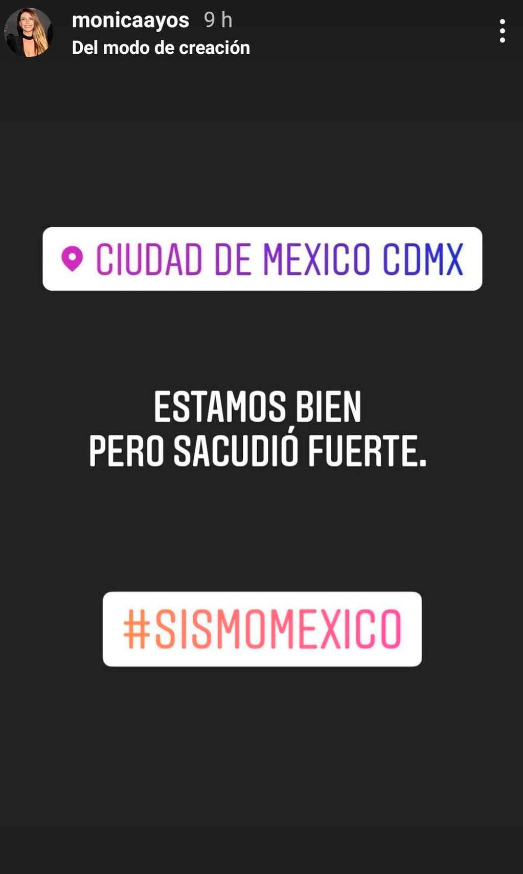 Mónica Ayos confesó estar bien tras el terremoto de México