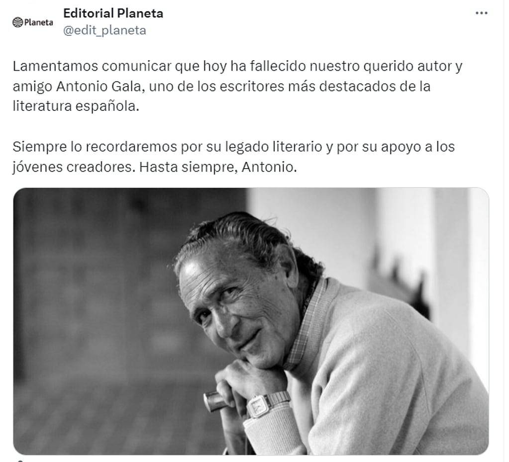 Falleció Antonio Gala - Foto Twitter