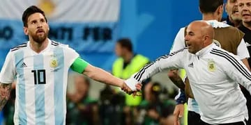 Messi y Sampaoli durante el Mundial de Rusia