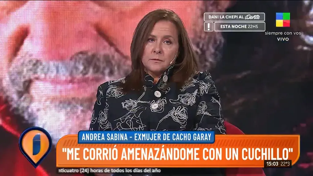 Andrea Sabina, la tercera esposa de Cacho Garay, contó las situaciones de violencia que vivió en manos del humorista. Foto: (Captura de pantalla)