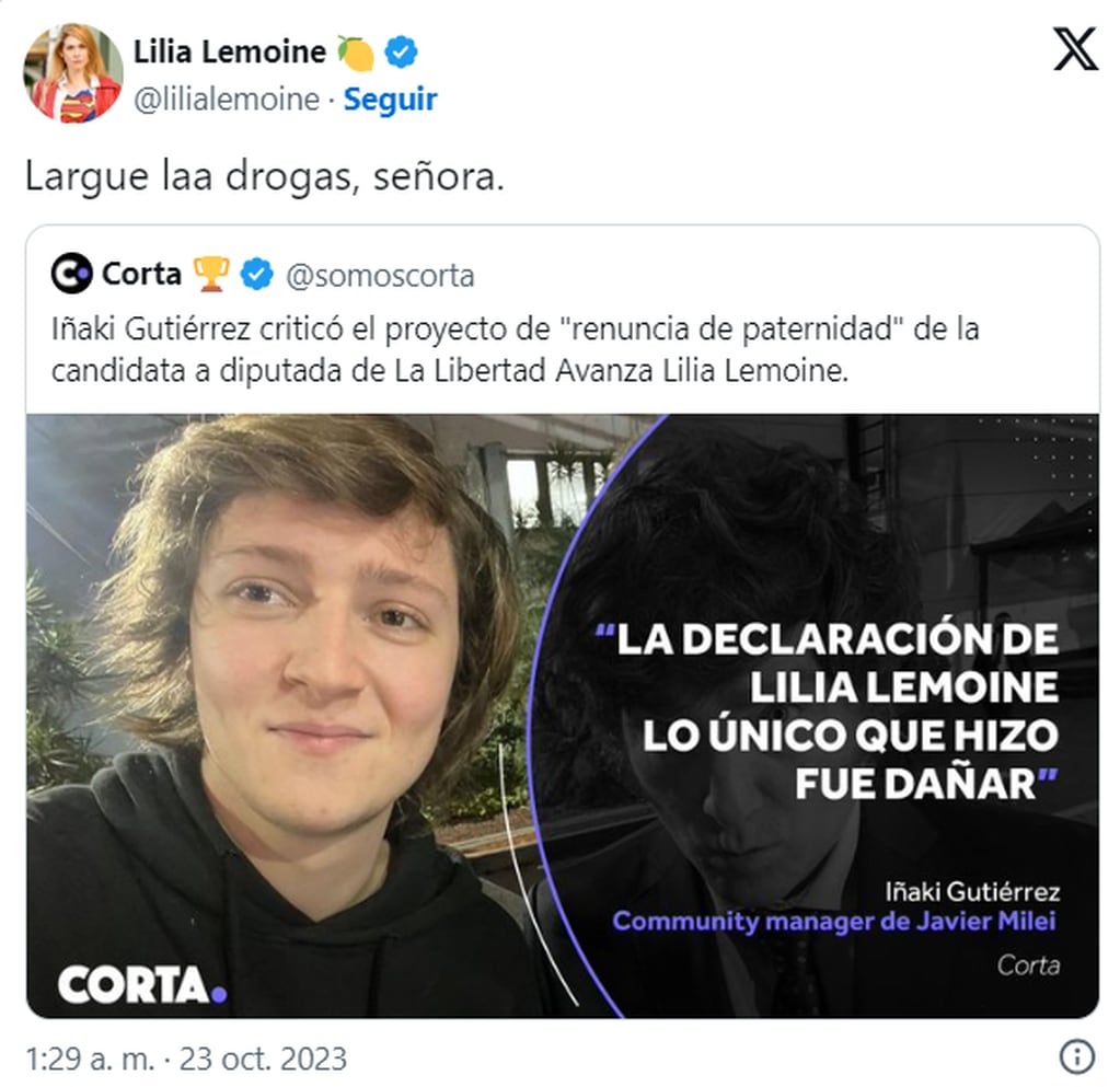 Lilia Lemoine se cruzó con militantes de La Libertad Avanza - X