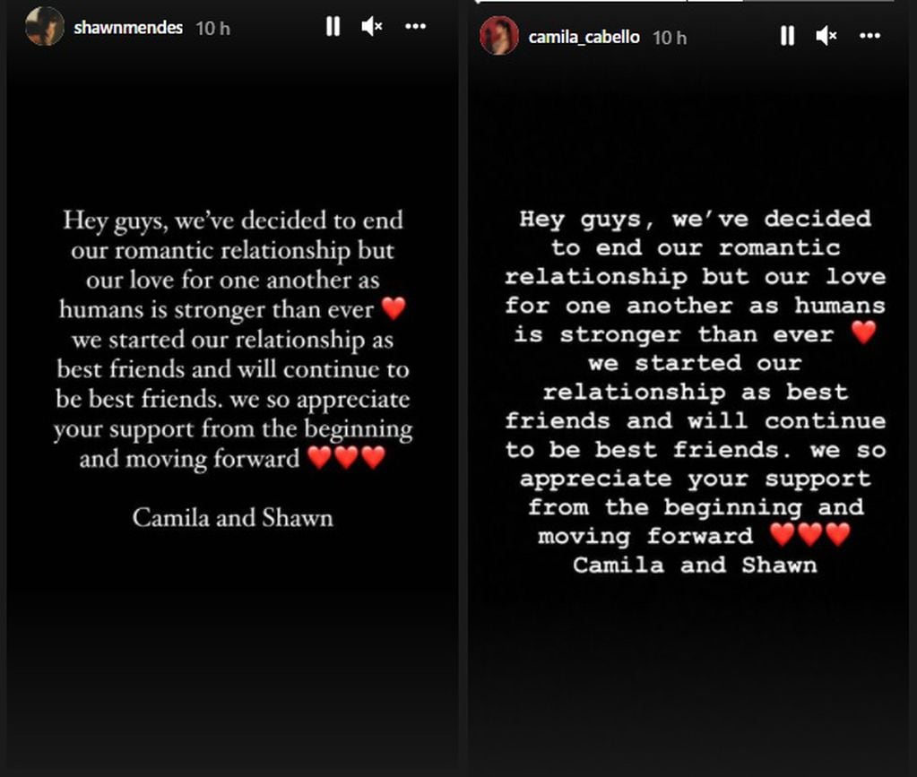 Shawn Mendes y Camila Cabello confirmaron su separación