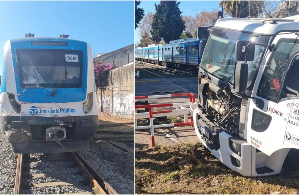 El accidente entre el camión y una formación del tren Sarmiento quedó registrado por las cámaras. Foto: Web