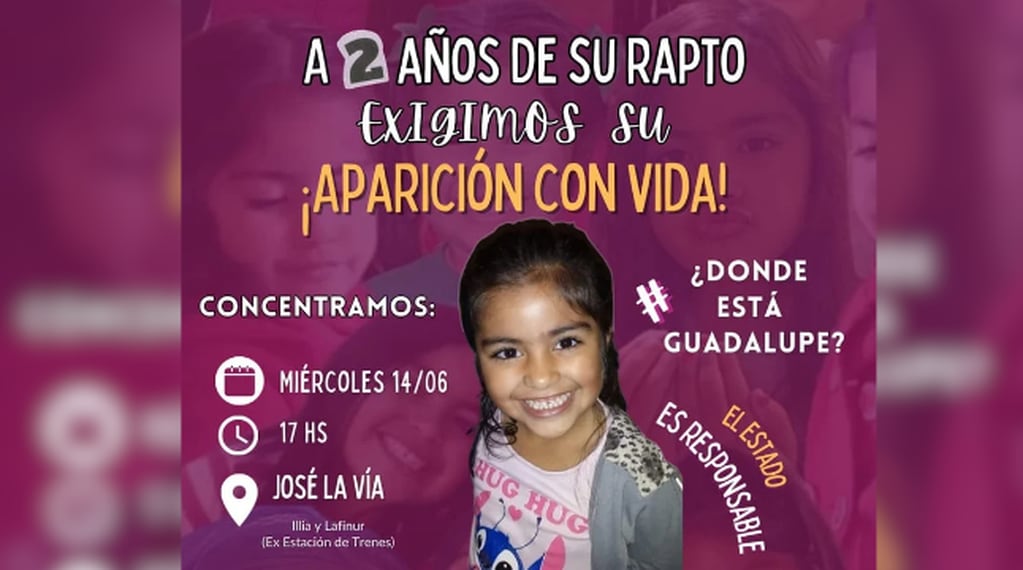A 2 años de la desaparición de Guadalupe,  organizarán una marcha y un semaforazo para pedir por su aparición