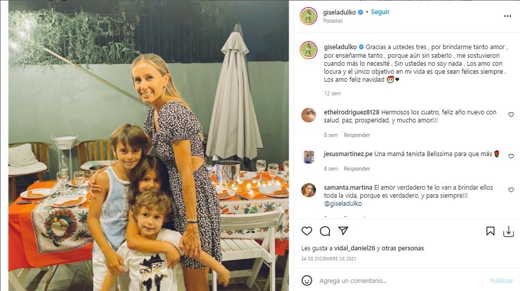 Gisela Dulko y sus hijos, fruto de su matrimonio con Fernando Gago