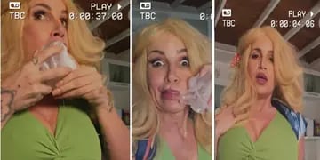 Flor Peña se disfrazó de Moni Argento y realizó una parodia del video viral de Maru Botana con el hielo