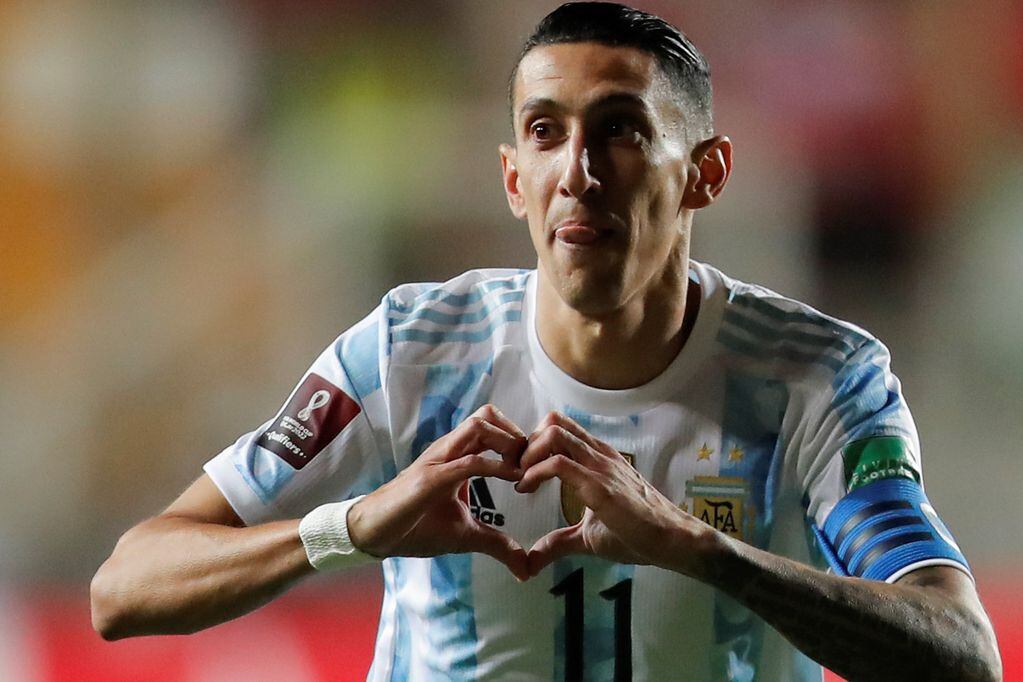 Ángel Di María festeja el 1-0 parcial de Argentina ante Chile. (AP)