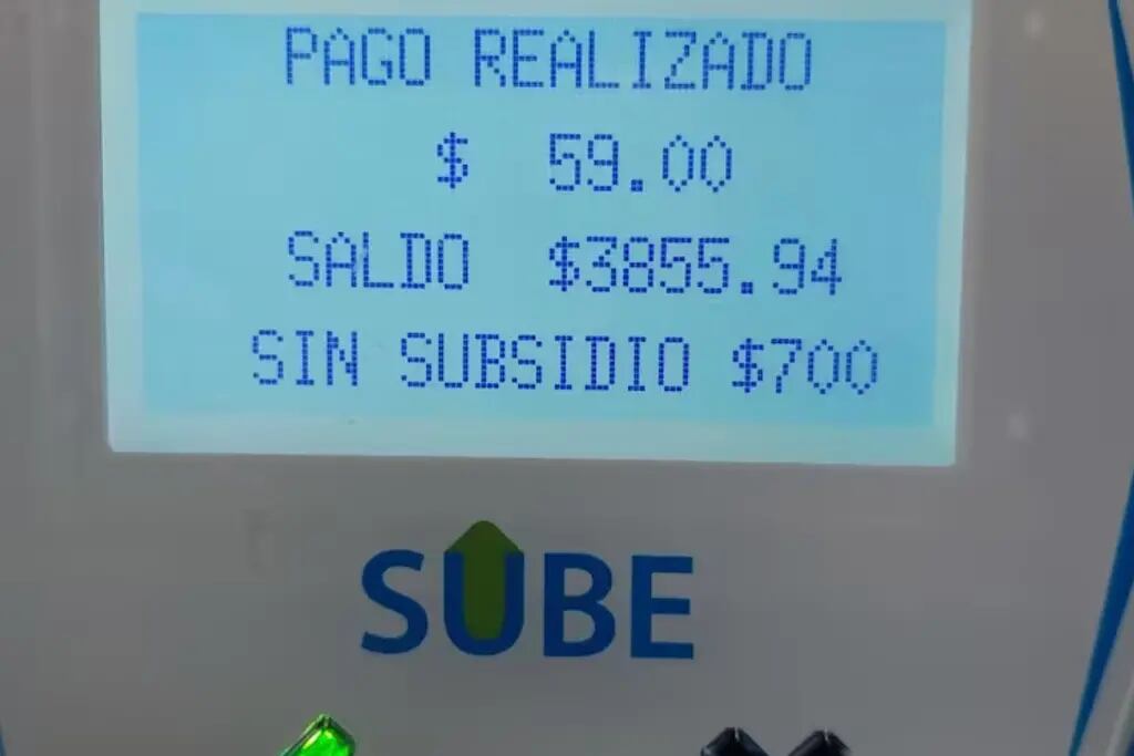 mensaje de sube: sin subsidio 700 pesos