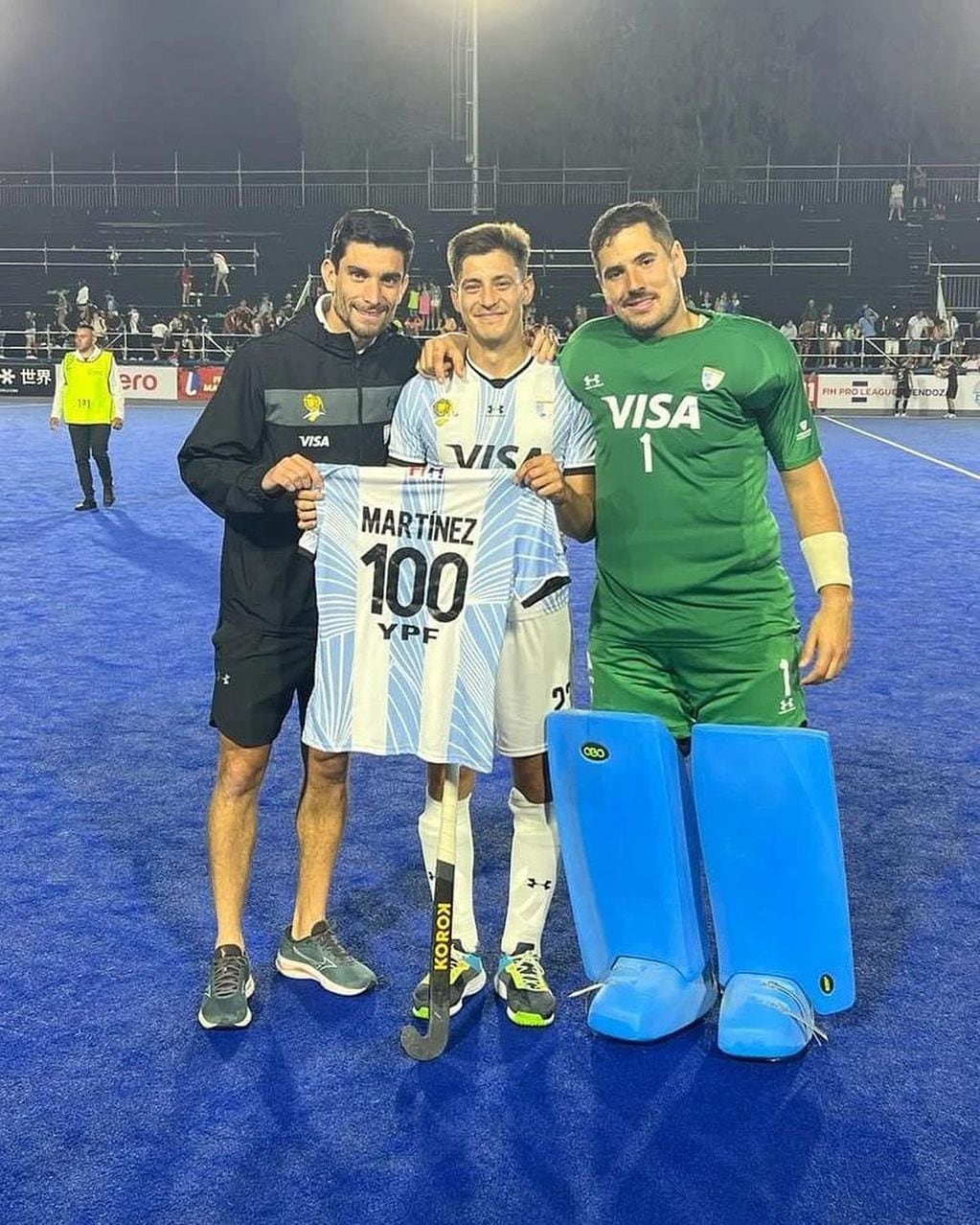 Lucas Martínez cumplió 100 partidos en Los Leones durante los partidos de Pro League que se disputaron en Mendoza en noviembre de 2022. - Instagram