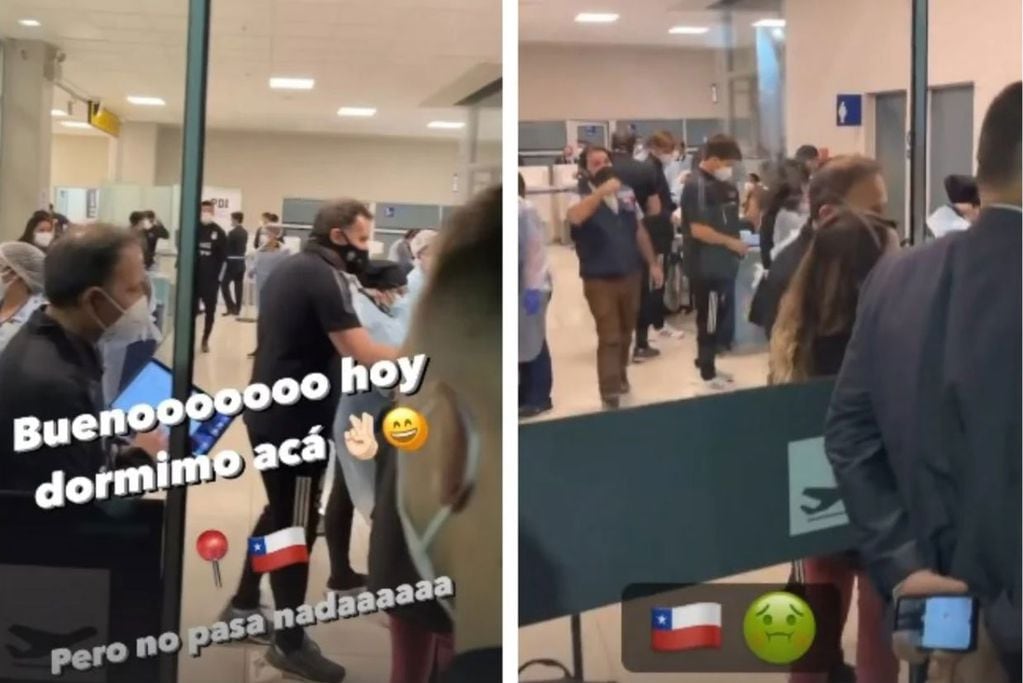 Los posteos en redes sociales de Nicolás Otamendi y Emiliano Martínez al llegar a Chile. (Captura de imagen)