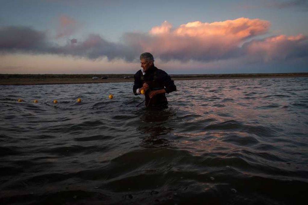 Laguna de las Salinas, de dónde se rescataron más de 1.000 peces, está casi desaparecida por la sequía . Foto: Ignacio Blanco / Los Andes.