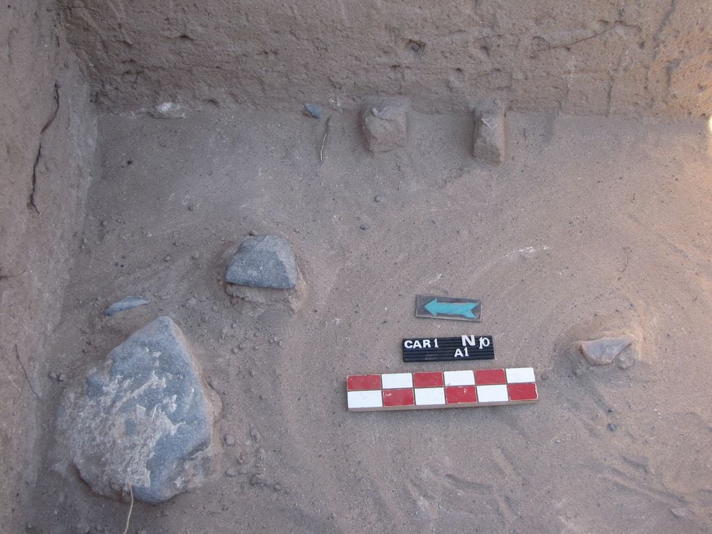 Hallazgos de Materiales de Piedra Tallada encontrado durante excavación arqueológica en Mendoza. Foto: Gentileza Conicet