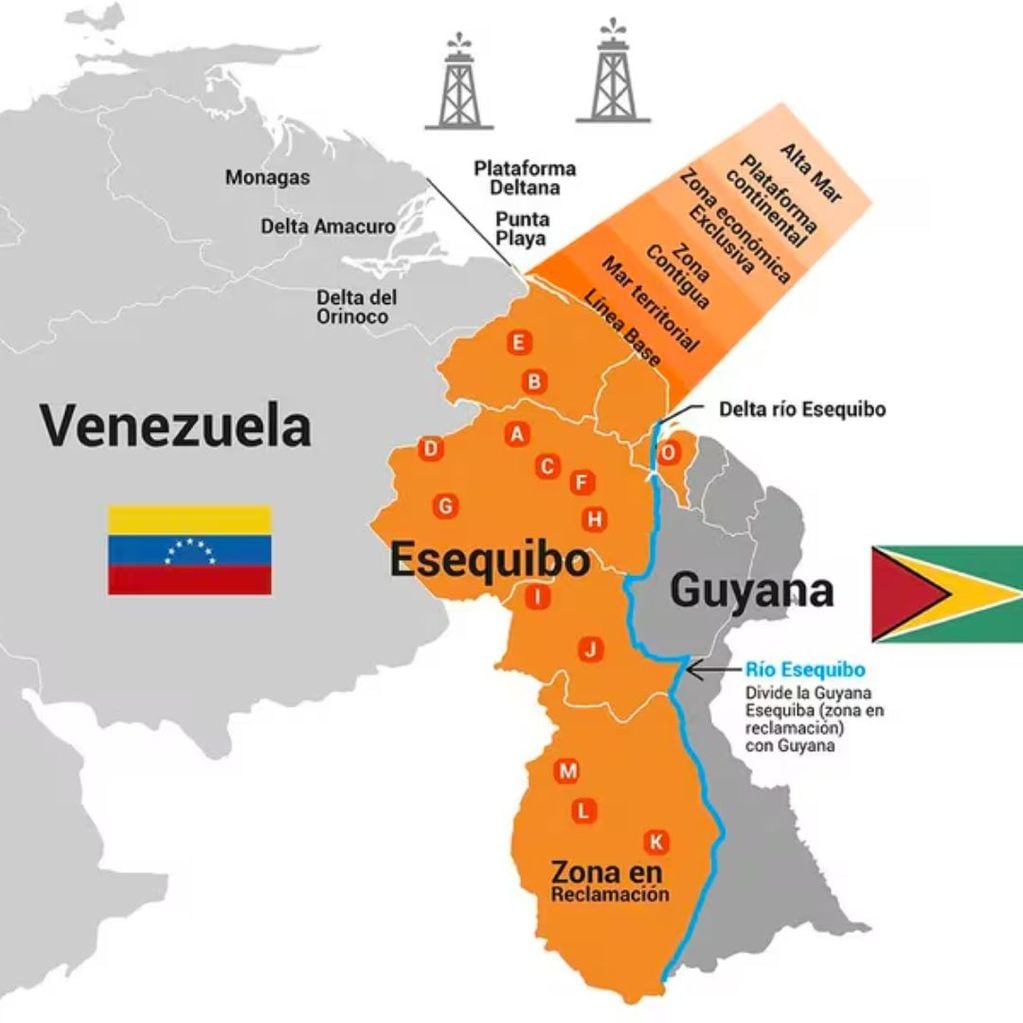 La zona en conflicto entre Venezuela y Guyana