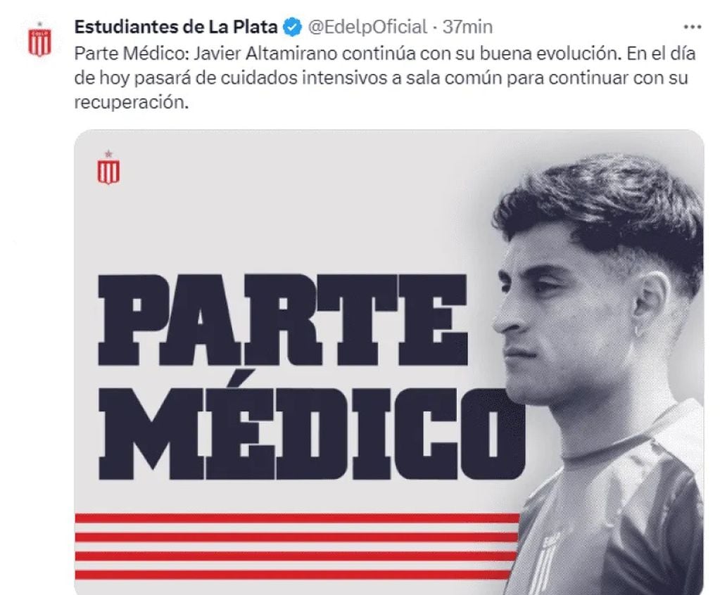 El parte médico de Estudiantes de La Plata. / Gentileza.