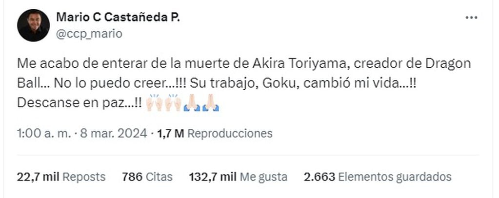 La despedida de Mario Castañeda, voz de Goku en Latinoamérica, a Akira Toriyama, creador de Dragon Ball (X)