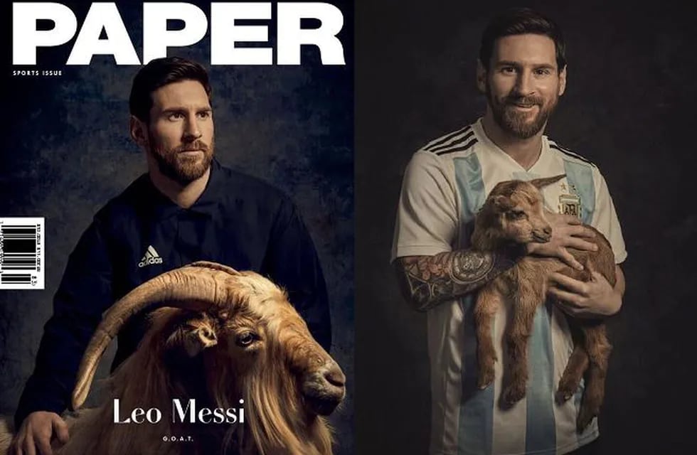 Messi posó con una cabra para la portada de la prestigiosa revista Paper