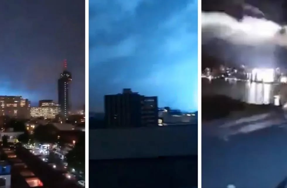 Luces en el cielo de México en medio del terremoto (Captura de video)