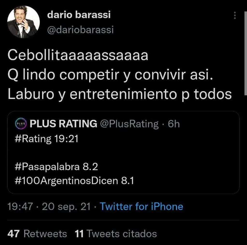 El tuit de Darío Barassi tras perder contra "Pasapalabra".