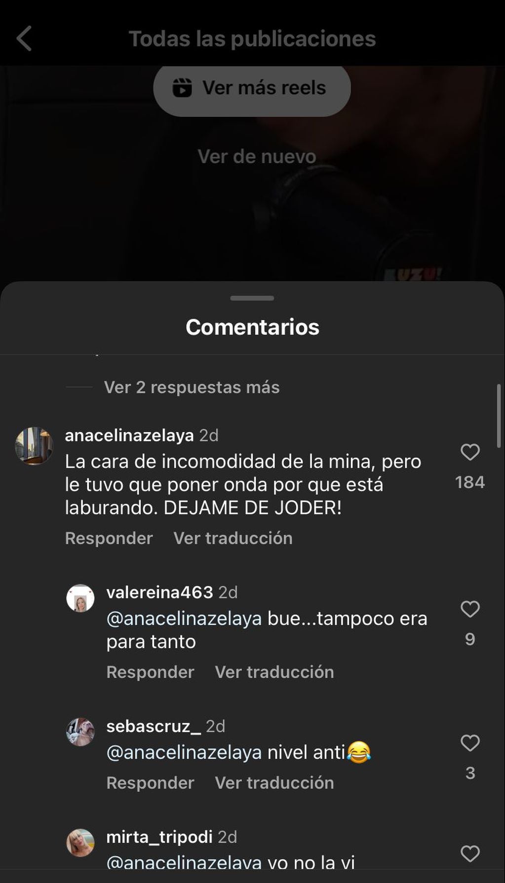 La reacción en redes al video de Anita Espósito y María Eugenia Ritó. Captura de Instagram.