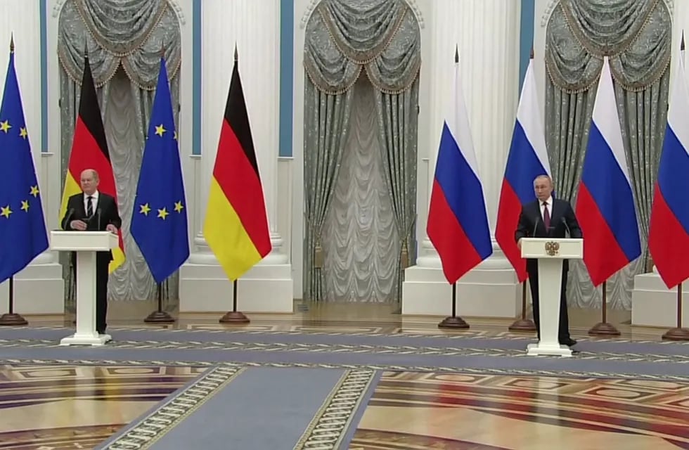 Vladimir Putin y Olaf Scholz, presidente de Rusia y primer ministro de Alemania, respectivamente
