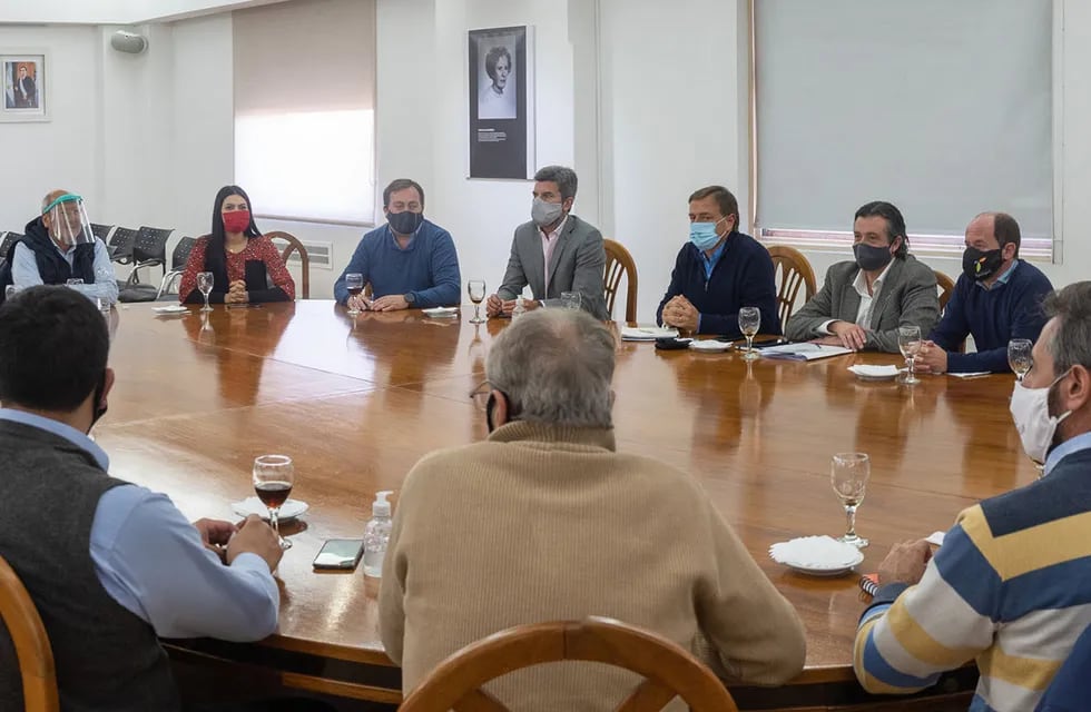 Una de las reuniones que Suárez ha tenido con los intendentes para monitorear la situación en Mendoza. El crecimiento de los contagios preocupa, pero nadie quiere cerrar la provincia.