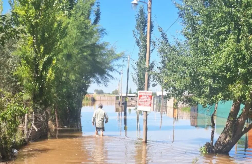 Desoladoras imágenes: una nueva crecida del Río Mendoza que obligó a vecinos de Maipú a evacuar sus casas. Foto: gentileza vecinos Rincón de los Álamos