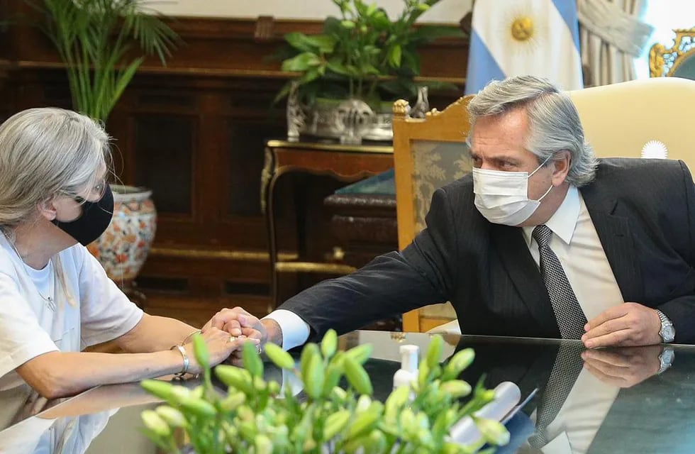 Los padres de Úrsula Bahillo se reunieron con el Presidente de la Nación en Casa Rosada. Gentileza Presidencia