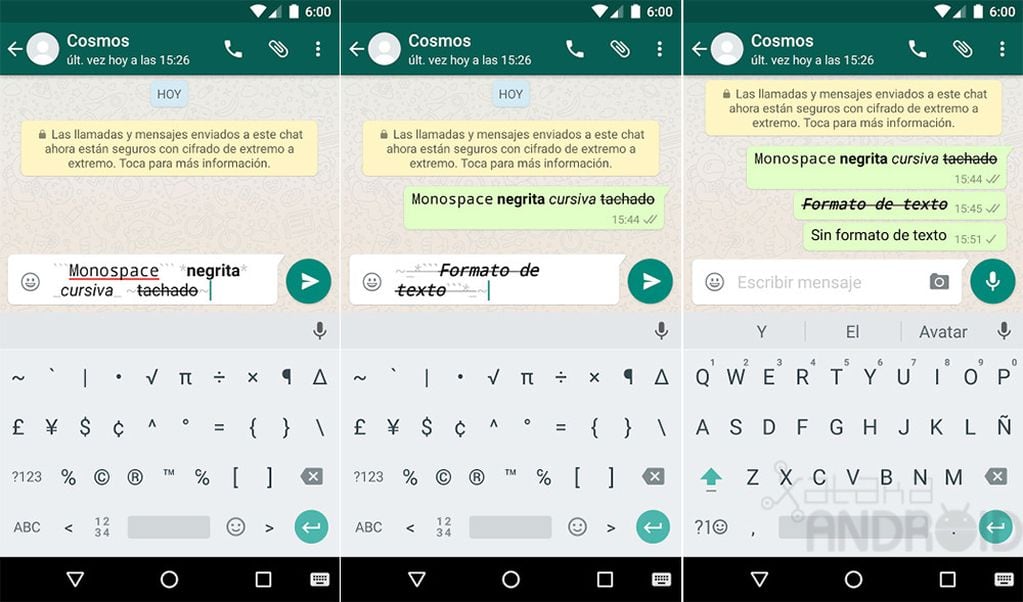 Cómo dar formato de texto en WhatsApp: negrita, cursiva, tachado y cambiar tipo de letra.