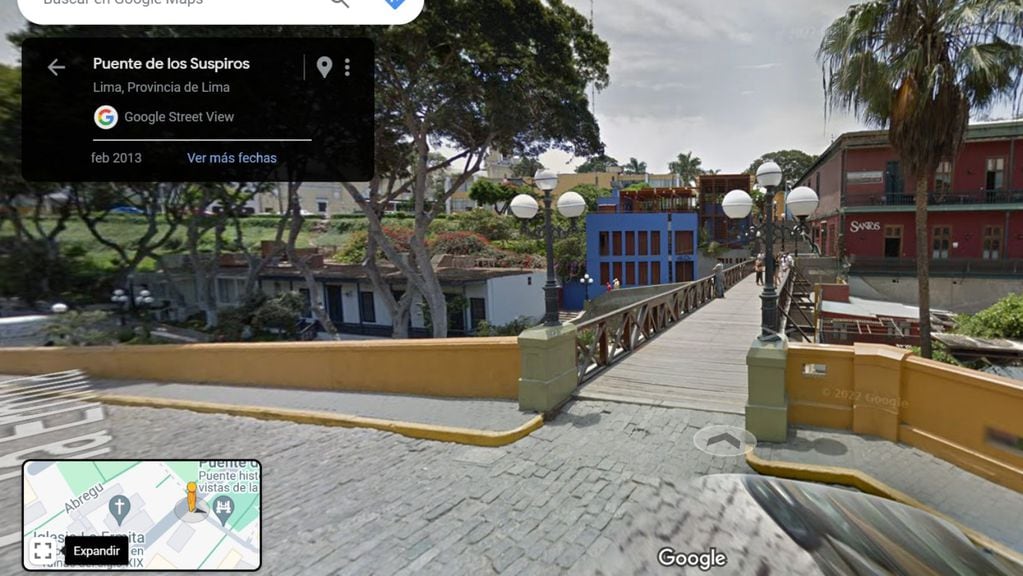 El Puente de los Suspiros de Barranco, Lima Perú (captura de pantalla Google Street View)
