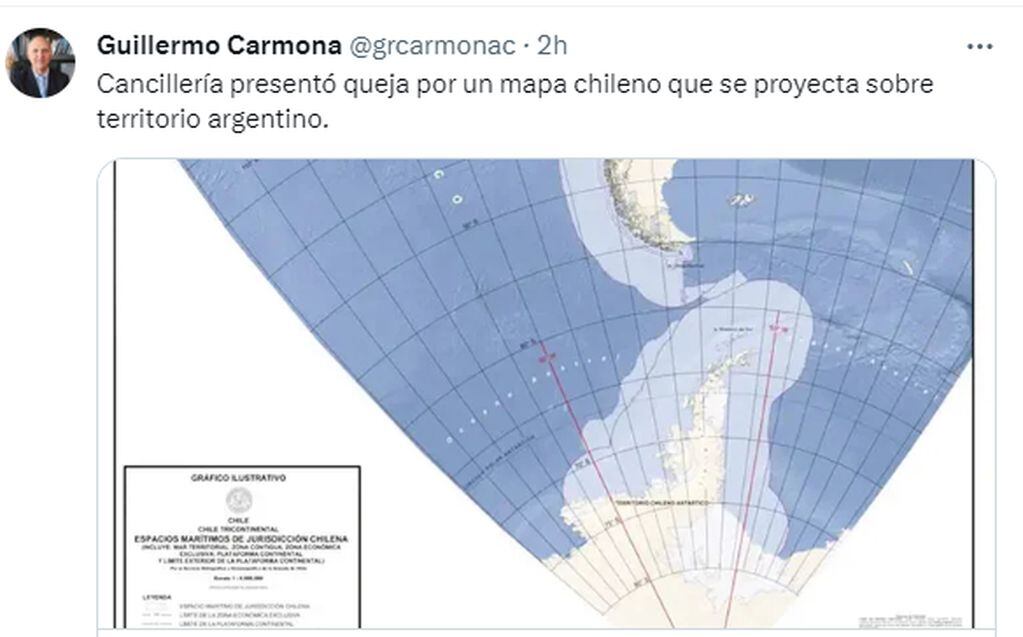 Queja de Argentina por un mapa de la Armada de Chile.