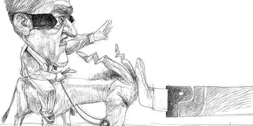 Caricatura de Rodolfo Suárez sobre un burro