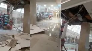 Por la fuerte tormenta se cayó parte del techo del Mendoza Plaza Shopping