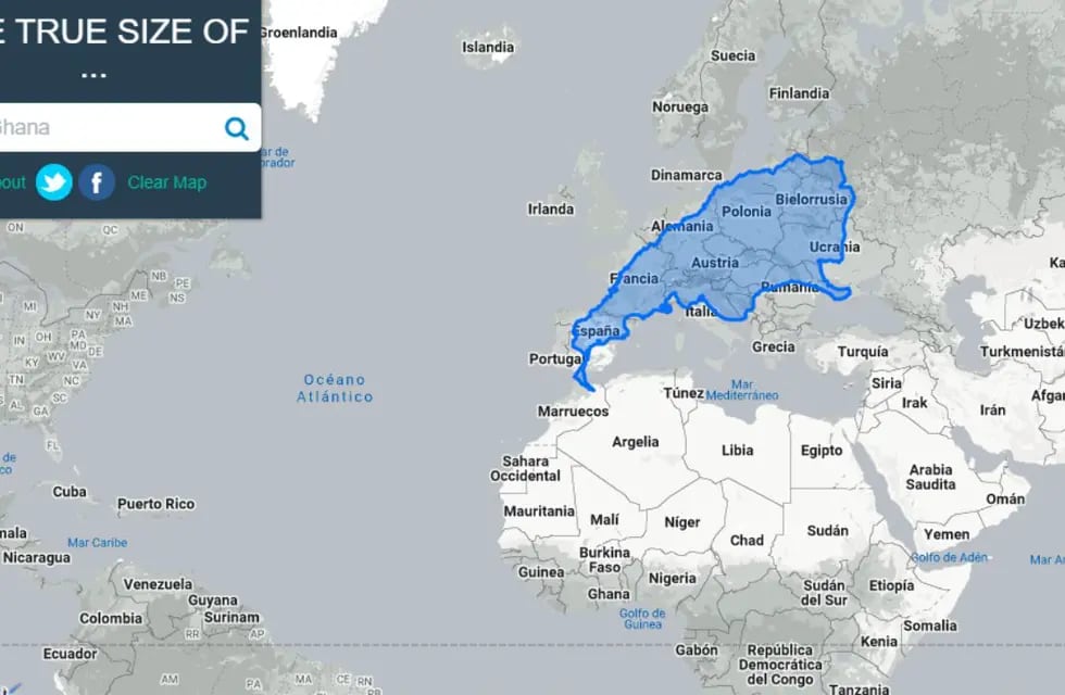 Así es el tamaño de Argentina en comparación con Europa del Este.