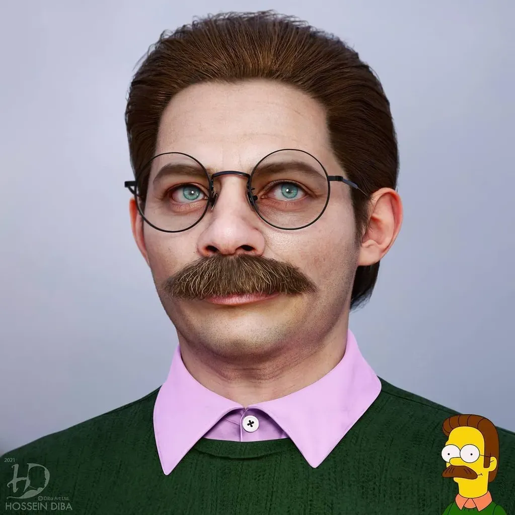 La Inteligencia artificial recreó la imagen humana de Ned Flanders