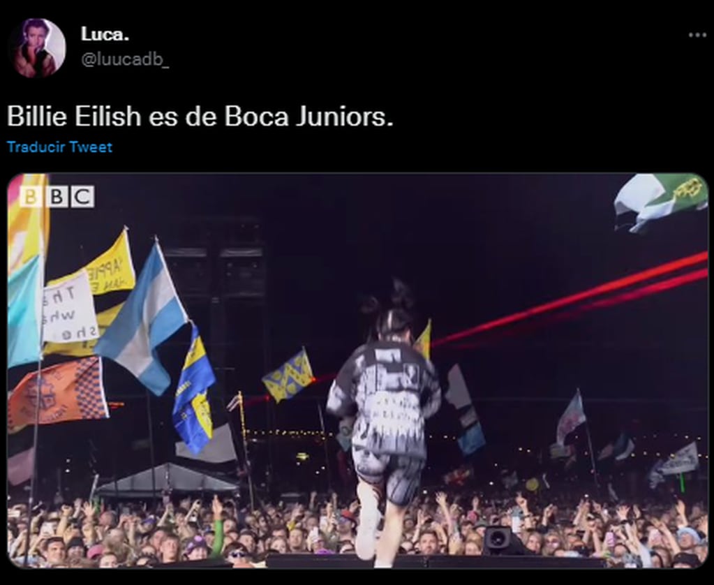 Los usuarios reaccionaron a las banderas de Boca y Argentina en el recital de Billie Eilish