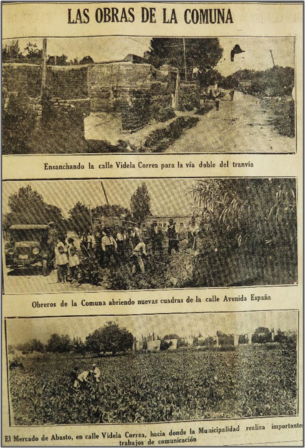 Readaptación de calles. Fuente: La Palabra, 2 de enero de 1928.