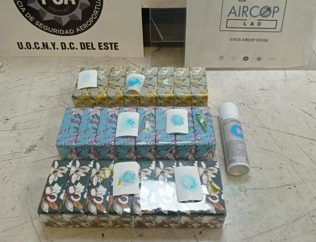 Más de 4 kilos de cocaína escondidos en 24 paquetes de jabón que llevaba el hombre de 47 años en su equipaje. - Gentileza / Ministerio de Seguridad de la Nación