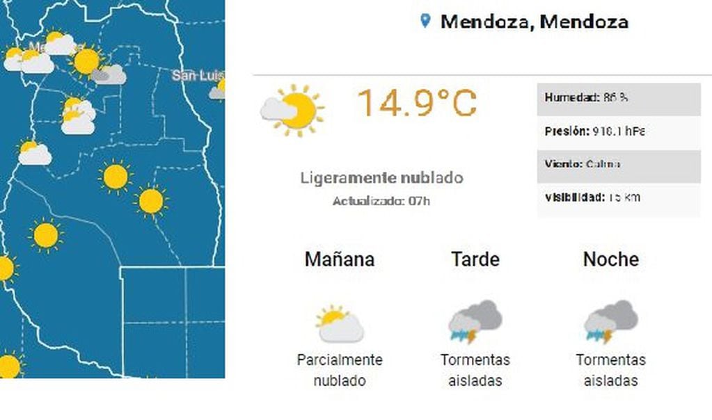 Pronóstico del Servicio Meteorológico Nacional.