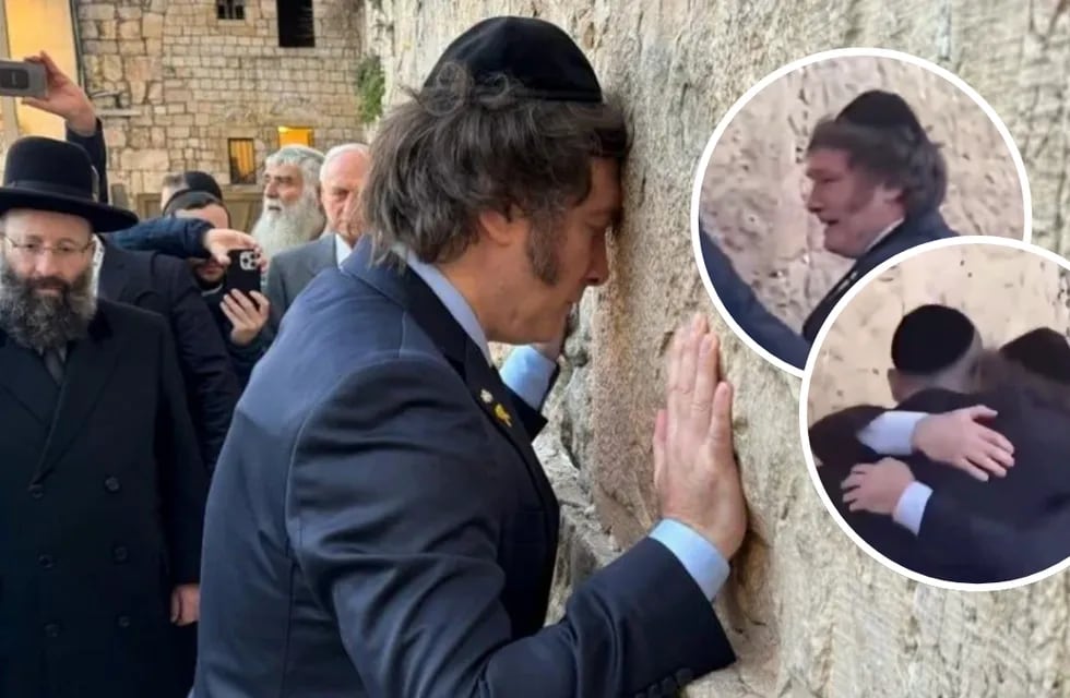 Javier Milei visitó el Muro de los Lamentos, rezó y se emocionó hasta las lágrimas.