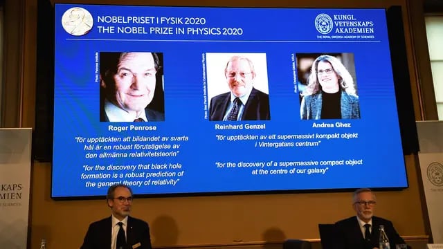 Anuncio de los tres ganadores del Nobel de Física 2020