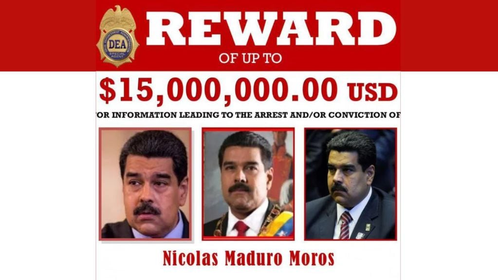 Estados Unidos mantiene vigente la recompensa de 15 millones de dólares por la captura de Nicolás Maduro.