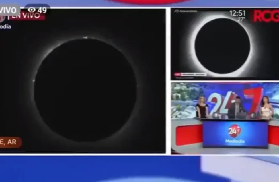 Un particular video fue transmitido por el programa 24/7 del grupo RGC Media de México, cuando mostraban las imágenes del eclipse captadas por la audiencia. Foto: Captura de video