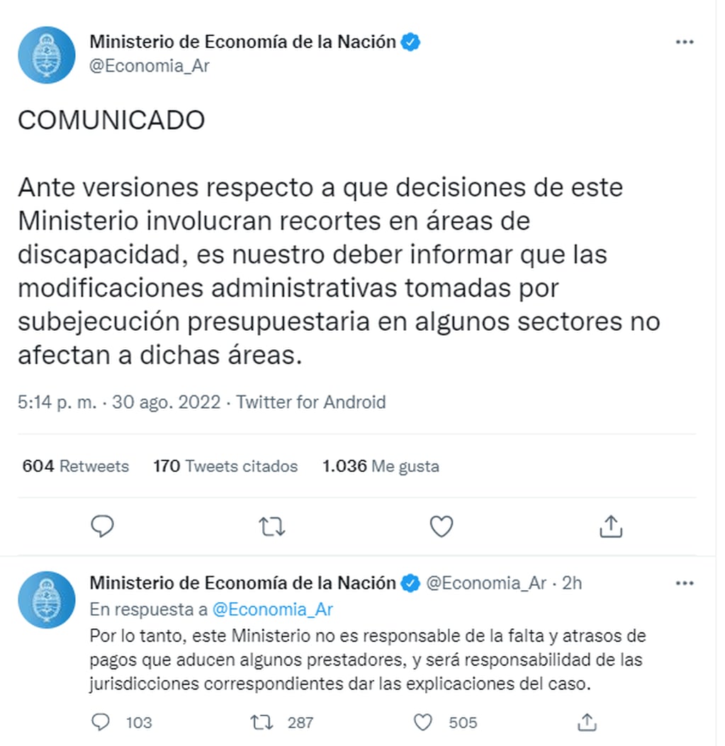 Twitter Ministerio de Economía