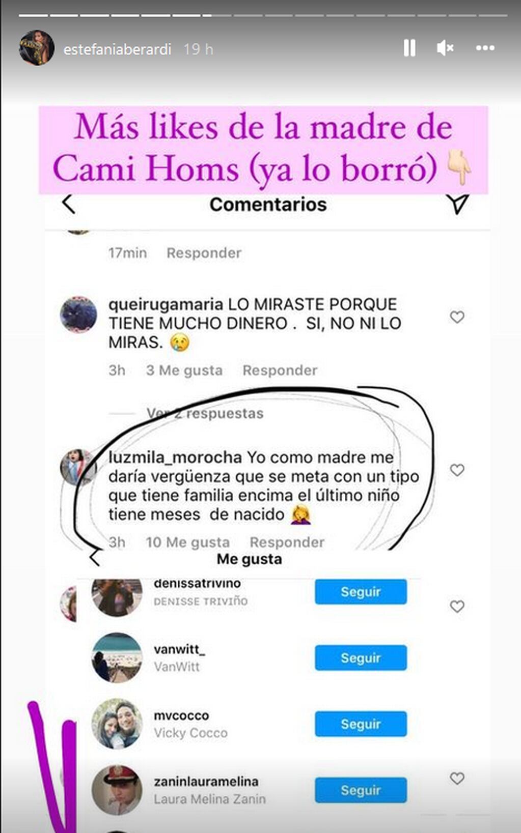 Stefi Berardi, sobre los likes de la madre de Camila Homs.