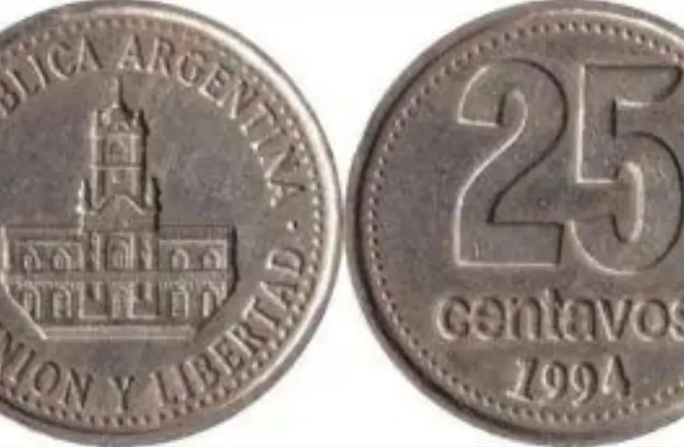 La moneda de 25 centavos que se vende a más de $10.000. Foto: web.
