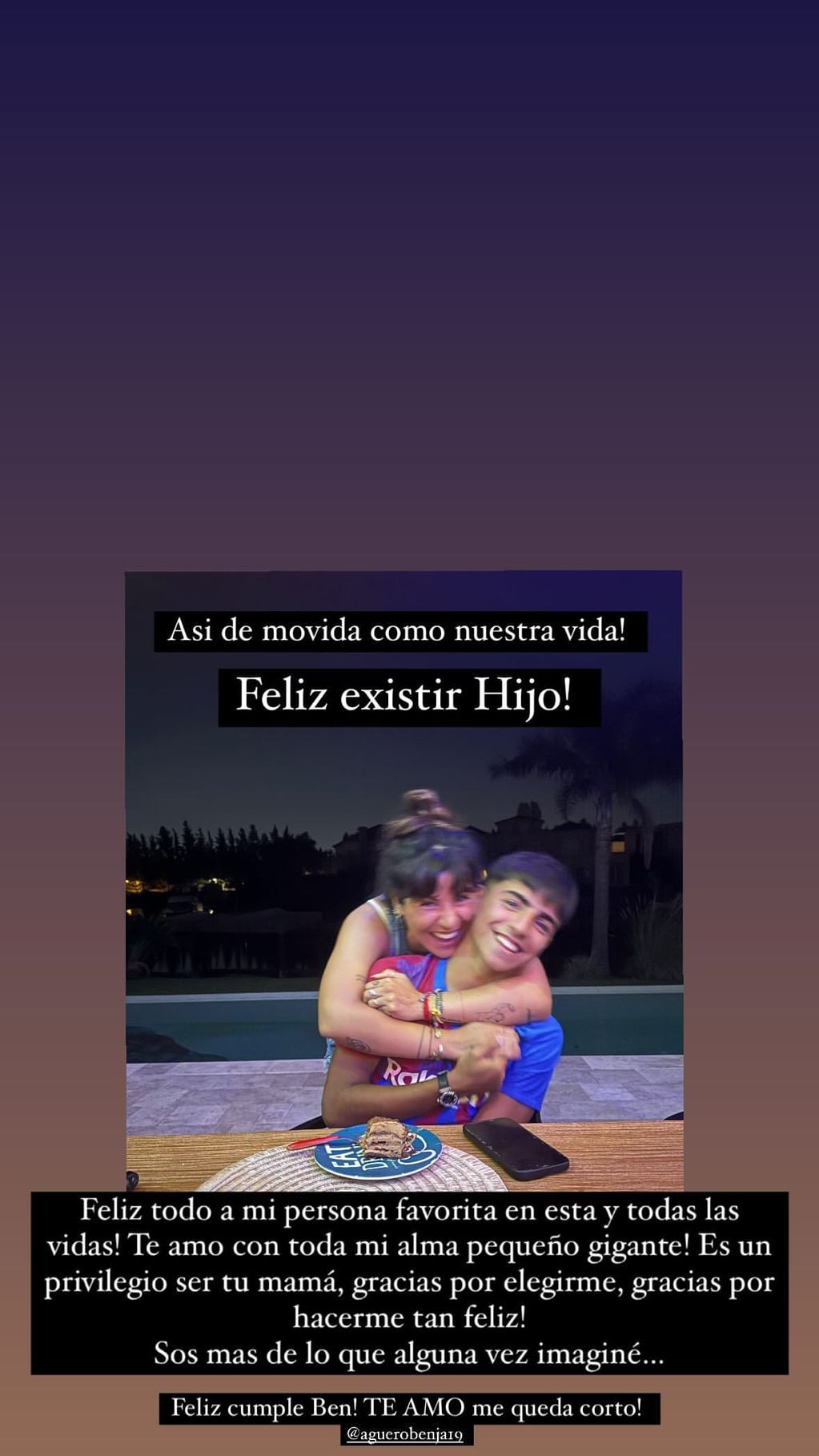 Benjamín Agüero, el hijo del Kun Agüero y de Gianinna Maradona. Gentileza Instagram.