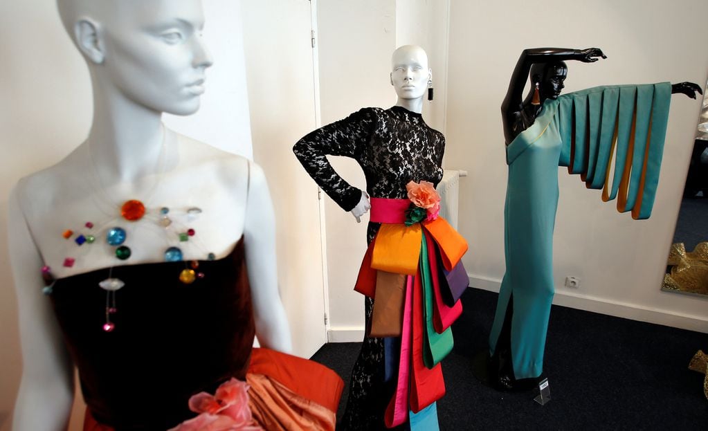FILE PHOTO: A view shows fashion creations by French fashion designer Pierre Cardin in his museum called "Past-Present-Future" in Paris November 12, 2014. REUTERS/Charles Platiau/File Photo